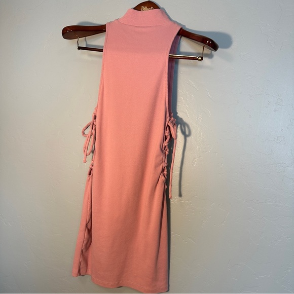 NWOT Thicker Cotton High Neck Side Ties Sleeveless Dress in Soft Pink - Picture 3 of 9